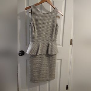 Banana Republic Jacquard Peplum Dress with a black and white pattern, Size 2